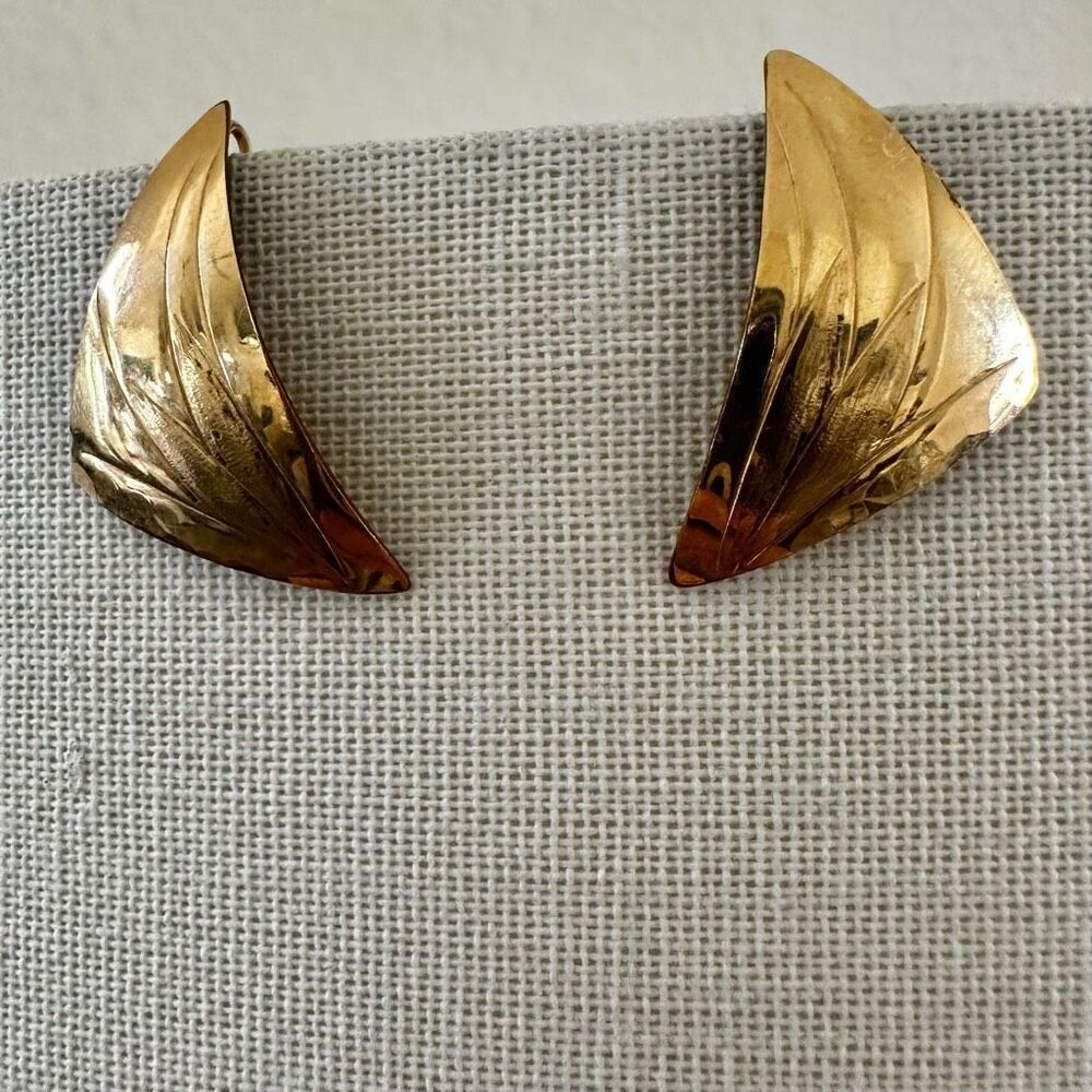 Gold tone triangular post earrings